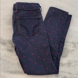 Hollister Navy Pink Polka Dot Cropped Pants 00